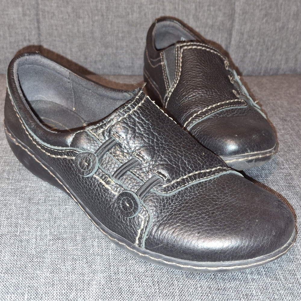 Clarks Black Leather Women's Loafers